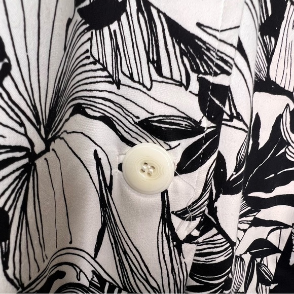 Amanda Smith Suits Black & White Leaf Print Trench Coat Size 16 - Picture 6 of 14